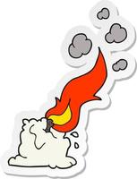 sticker of a cartoon burning candle vector