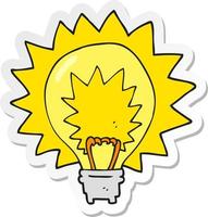 sticker of a cartoon light bulb shining vector