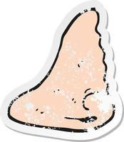 retro distressed sticker of a cartoon human nose vector