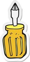 sticker of a cartoon screwdriver vector