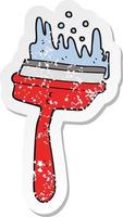 retro distressed sticker of a cartoon window cleaner vector