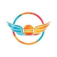 Angel burger logo with wings logo design. vector