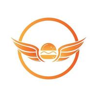 Angel burger logo with wings logo design. vector