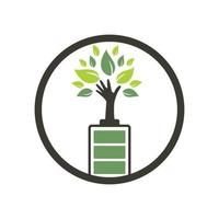 diseño de ilustración de diseño de plantilla de logotipo de naturaleza ecológica y batería. vector