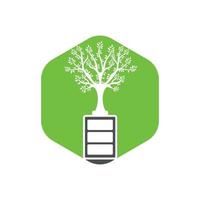 diseño de ilustración de diseño de plantilla de logotipo de naturaleza ecológica y batería. vector