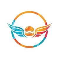 Angel burger logo with wings logo design. vector