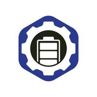 Battery with gear vector logo design template.