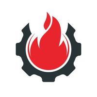 Fire gear vector logo design.