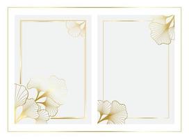Ginkgo biloba leaf gold illustration vector border frame