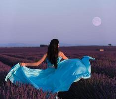 woman in lavender flower field photo