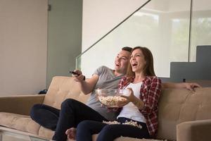 young handsome couple enjoying free time photo