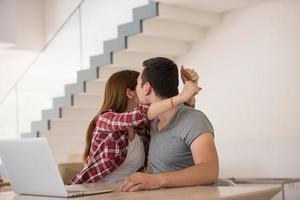 happy young couple buying online photo