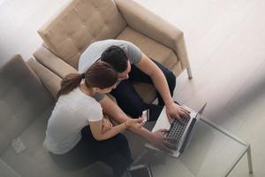 happy young couple buying online photo