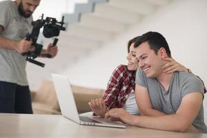 happy young couple buying online photo