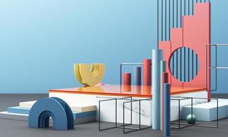 geometric shape memphis style minimal style on pastel color 3d rendering photo