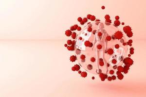 Pandemic corona virus conceptual  colour people social distancing strategy with human model in sphere ball glass surrounding by a lot of virus 3d rendering photo
