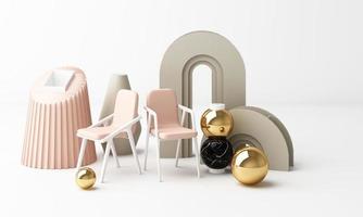 3d rendered illustration with geometric shapes. Pastel colors platforms for product presentation. Abstract composition in modern style. Minimalist design with empty space. photo