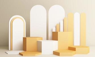 Abstract pink Composition with Podium. Minimal Studio with Round Pedestal and Copy Space , geometric shape pastel, 3d rendering photo