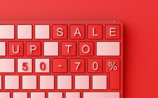 Computer keyboard with sale text on background 3d rendering photo