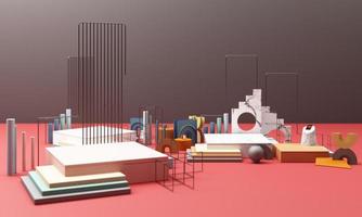 geometric shape memphis style minimal style on pastel color 3d rendering photo
