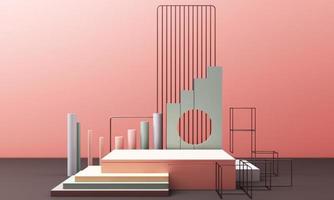 geometric shape memphis style minimal style on pastel color 3d rendering photo