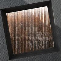 Antique steel square frame with sunlight on background. This empty space for present product. 3d rendering photo