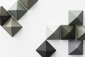 Set of colorful red,purple,pink,grey realistic geometric shape with fabric texture on white background. 3d rendering photo