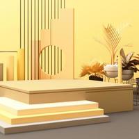 geometric shape memphis style minimal style on pastel color 3d rendering photo