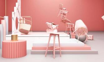 geometric shape memphis style minimal style on pastel color 3d rendering photo