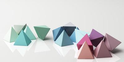 Set of colorful red,purple,pink,grey realistic geometric shape with fabric texture on white background. 3d rendering photo