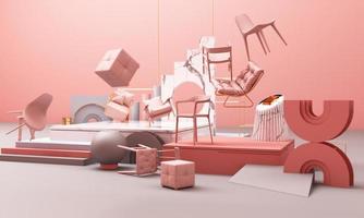 geometric shape memphis style minimal style on pastel color 3d rendering photo