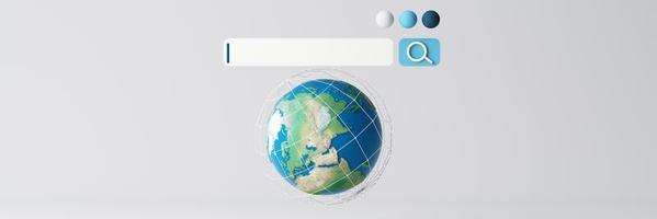 Globe and search bar minimal internet concept in the new world concept and wireless connection to find and work in the future world on a white background. 3d rendering cartoon style isolated photo