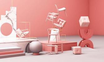 geometric shape memphis style minimal style on pastel color 3d rendering photo