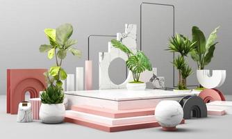 geometric shape memphis style minimal style on pastel color 3d rendering photo