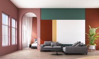 geometric shape memphis style minimal style on pastel color 3d rendering photo