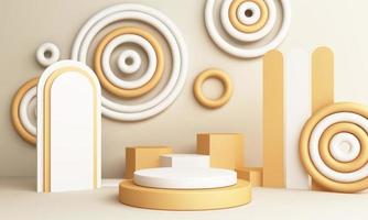 Abstract pink Composition with Podium. Minimal Studio with Round Pedestal and Copy Space , geometric shape pastel, 3d rendering photo