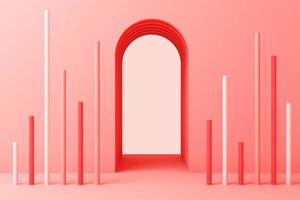 3d render illustration in modern geometric style Arch and stairs in trendy minimal interior Gradient pastel colors background Abstract composition photo