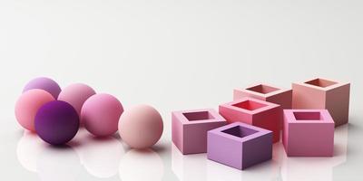 Set of colorful red,purple,pink,grey realistic geometric shape with fabric texture on white background. 3d rendering photo