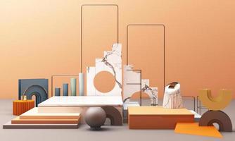 geometric shape memphis style minimal style on pastel color 3d rendering photo