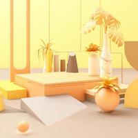 geometric shape memphis style minimal style on pastel color 3d rendering photo