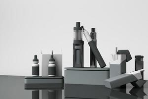 Modern electronic mod vaping device,Vape with cigarette in white tone color. 3d rendering photo