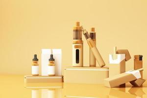 Modern electronic mod vaping device,Vape with cigarette in white tone color. 3d rendering photo