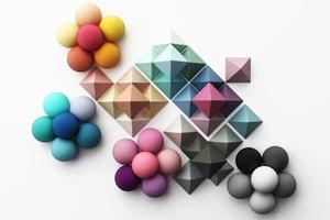 Set of colorful red,purple,pink,grey realistic geometric shape with fabric texture on white background. 3d rendering photo