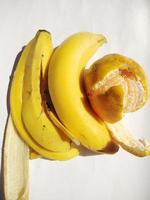 orange and banana isolated on a white background.high angle view. photo