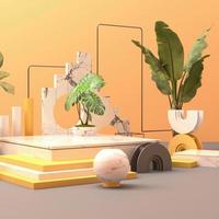 geometric shape memphis style minimal style on pastel color 3d rendering photo