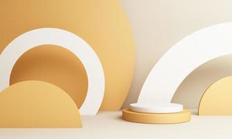 Abstract pink Composition with Podium. Minimal Studio with Round Pedestal and Copy Space , geometric shape pastel, 3d rendering photo