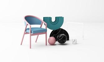 3d rendered illustration with geometric shapes. Pastel colors platforms for product presentation. Abstract composition in modern style. Minimalist design with empty space. photo
