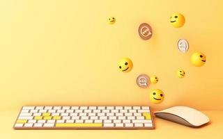 Computer keyboard with sale text on background 3d rendering photo
