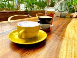 beautiful cup of Taiwanese taro milk drink with latte art photo