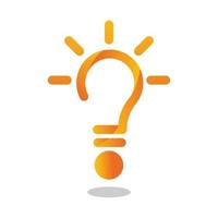 yellow abstract lamp and question mark logo. creative logo, idea concept, logo concept vector